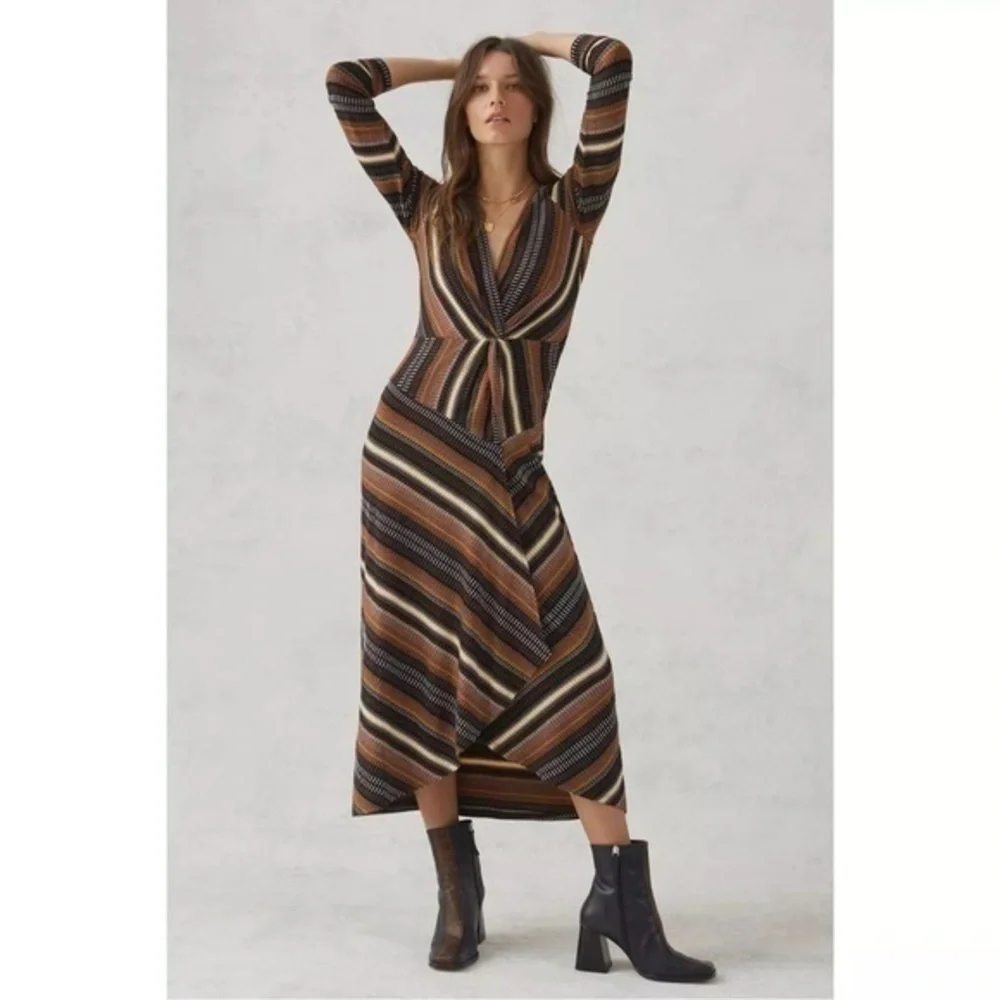 Anthropologie Maeve Striped Wrap maxi Dress
